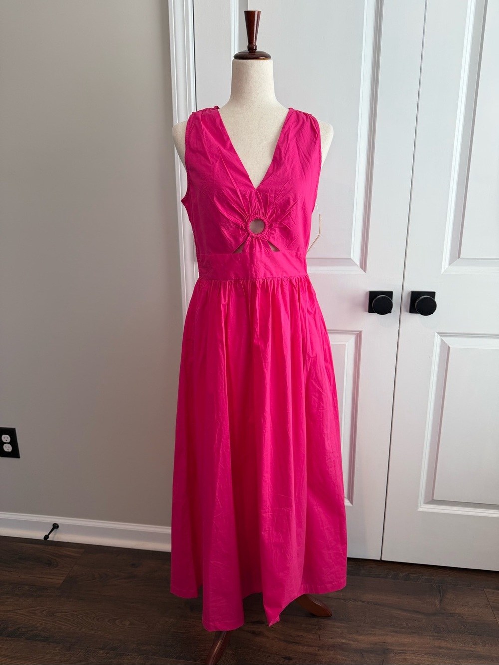 Cleobella Charaya Magenta Ankle Dress Cutouts Organic Cotton NWOT Size Small